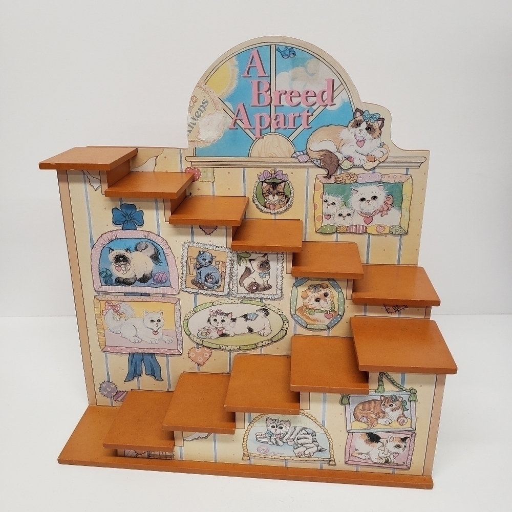 Enesco Calico Kittens Cat Display Stairs Vintage 1997 Flaws